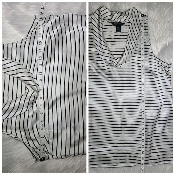WHBM|100% Silk Striped Sleeveless Cowl Neck Blouse, MEDIUM - Picture 6 of 7